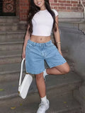 High-Waisted Relaxed Fit Denim Shorts denim shorts — high-waisted relaxed fit denim shorts women's casual summer, alternate view