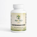 Ashwagandha capsules — ashwagandha capsules for stress relief and cortisol balance, front of bottle label