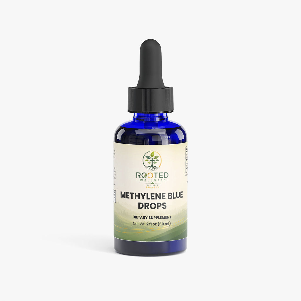 Methylene Blue Drops liquid drops — methylene blue drops supplement for cellular energy and focus, front of bottle label