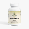 Moringa Pure capsules — moringa oleifera leaf powder capsules natural superfood, front of bottle label