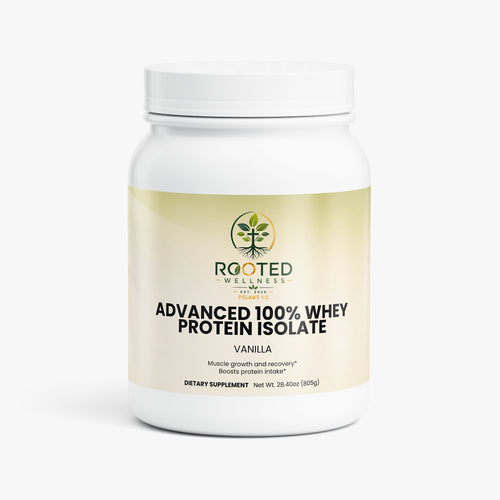 Advanced Whey Protein Isolate Vanilla whey protein isolate powder — advanced whey protein isolate vanilla, front of bottle label