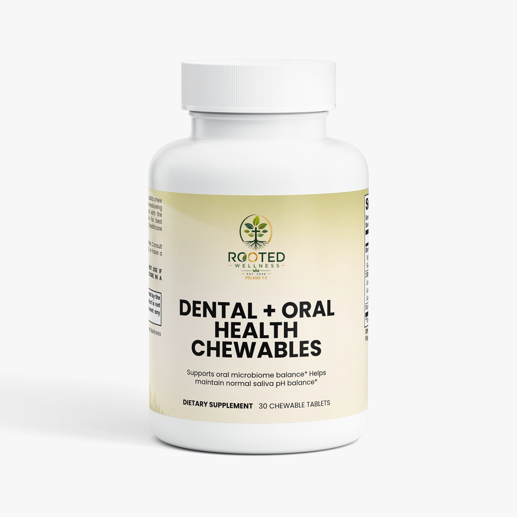 Dental and Oral Health Chewables chewable tablets — dental and oral health probiotic chewables for teeth and gums, front of bottle label