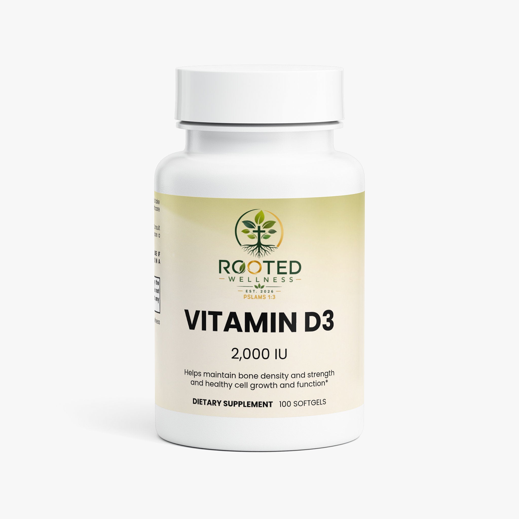 Vitamin D3 2000 IU softgel capsules — vitamin D3 2000 IU supplement for immune and bone health, front of bottle label