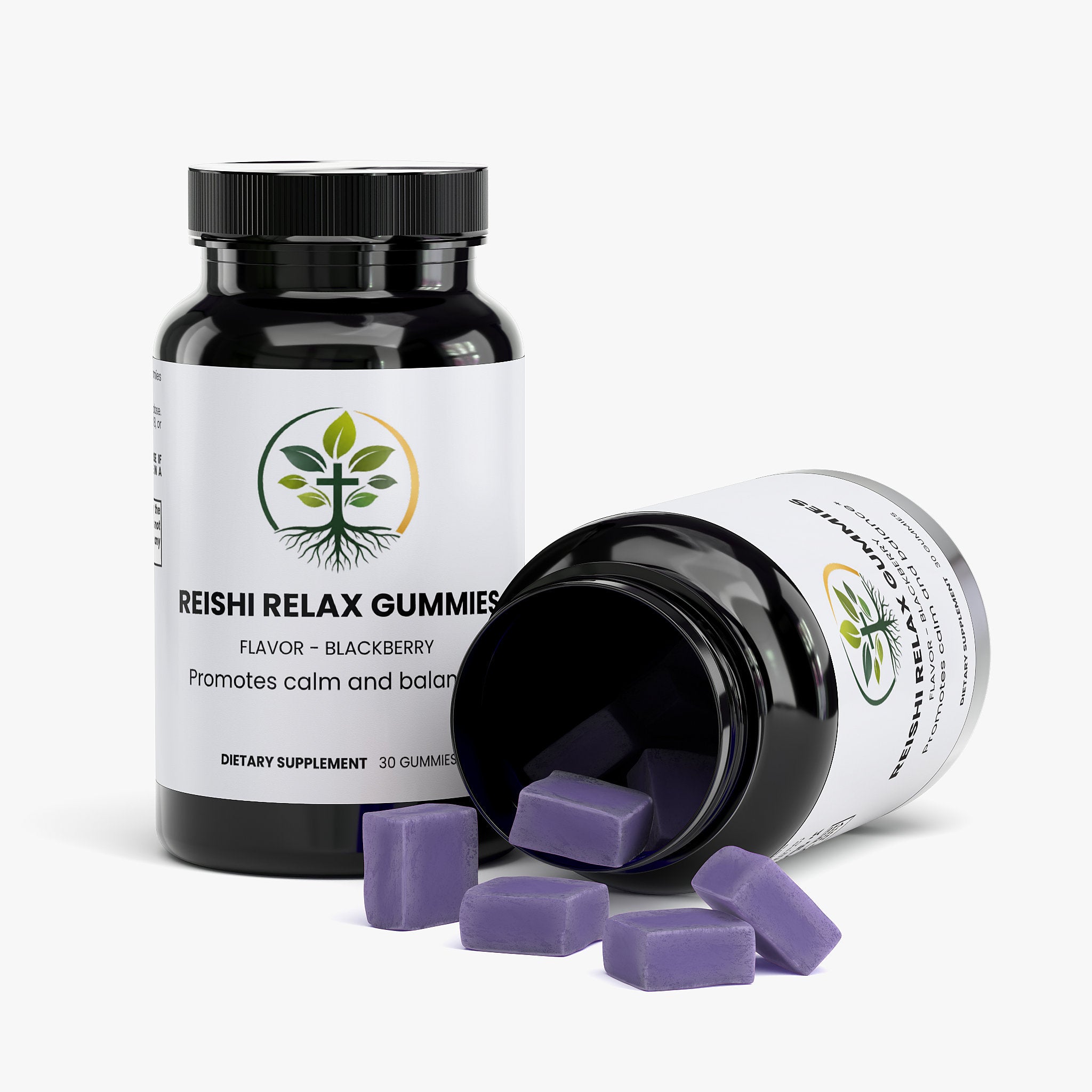 Reishi Relax Gummies gummies — reishi mushroom relax gummies for calm and stress support adaptogen, packaging angle view