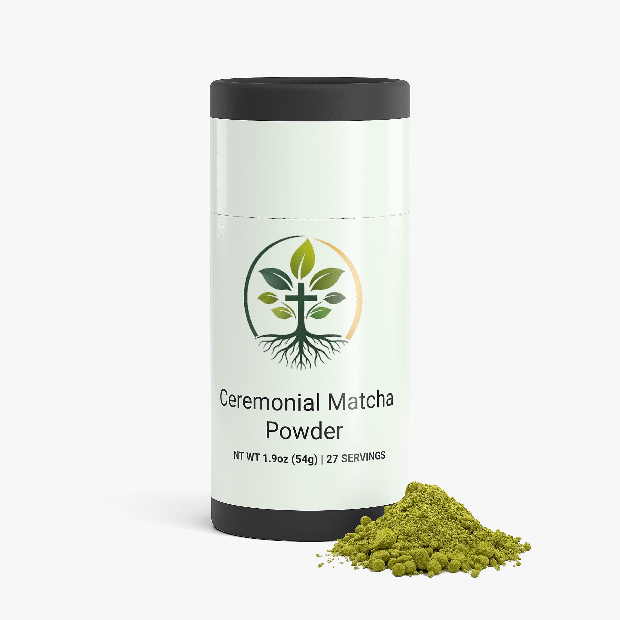 Ceremonial Matcha Powder matcha powder tin — ceremonial grade matcha green tea powder Japanese antioxidant, back label with supplement facts and ingredients