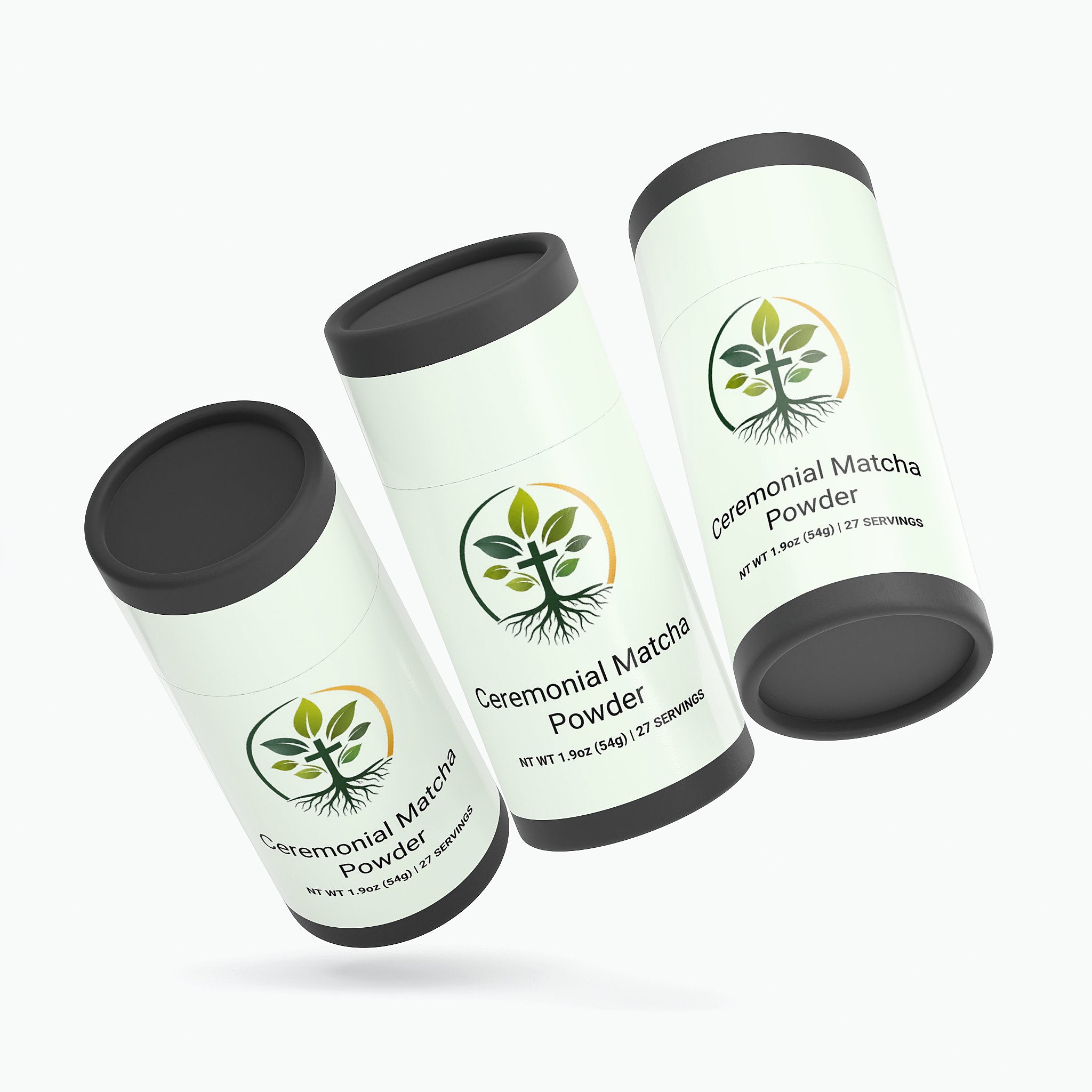 Ceremonial Matcha Powder matcha powder tin — ceremonial grade matcha green tea powder Japanese antioxidant, packaging angle view