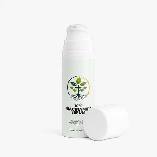 10% Niacinamide Serum face serum — 10 percent niacinamide serum for pores and skin texture natural skincare, back label with supplement facts and ingredients