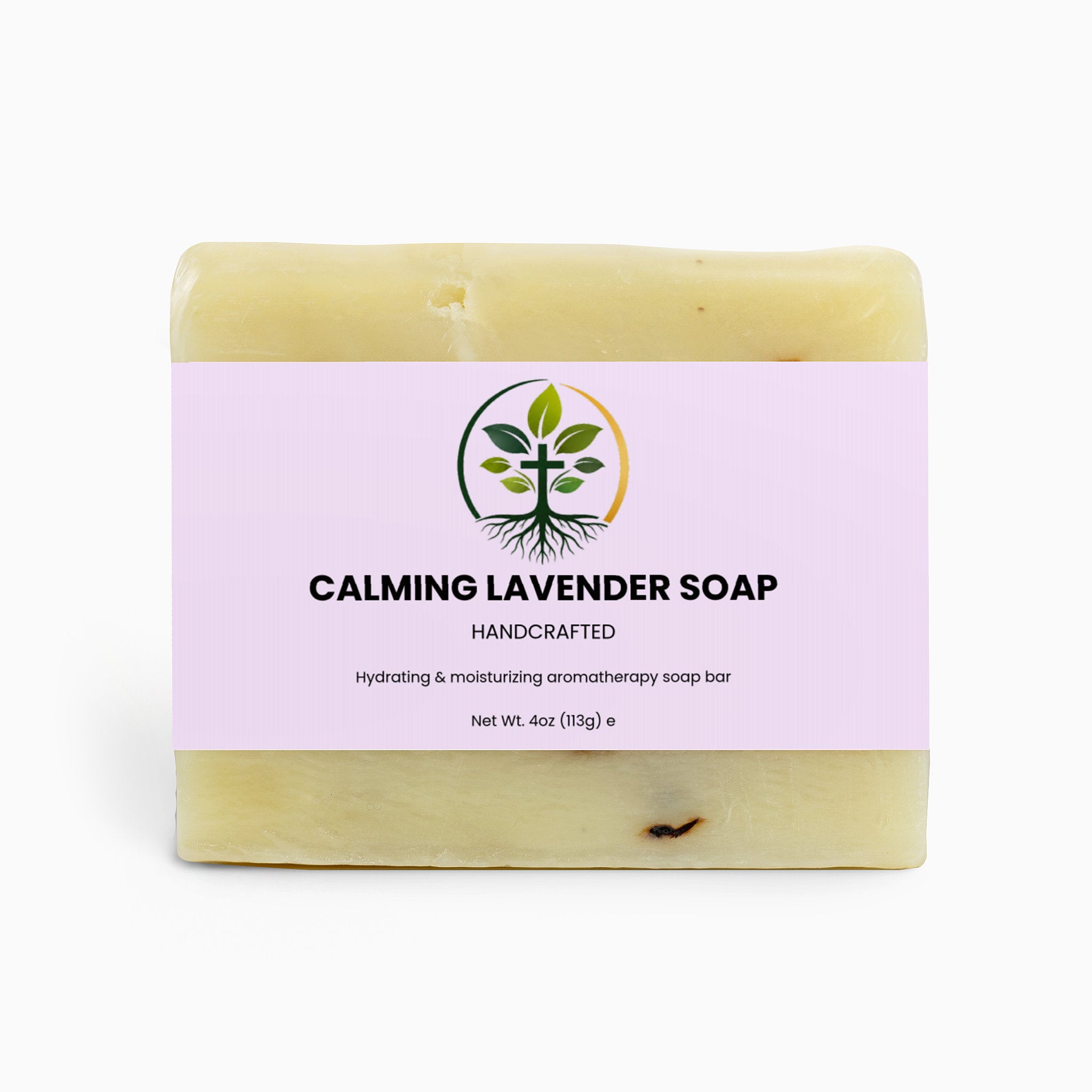 Calming Lavender Soap natural bar soap — calming lavender natural bar soap handmade botanical, front of packaging label