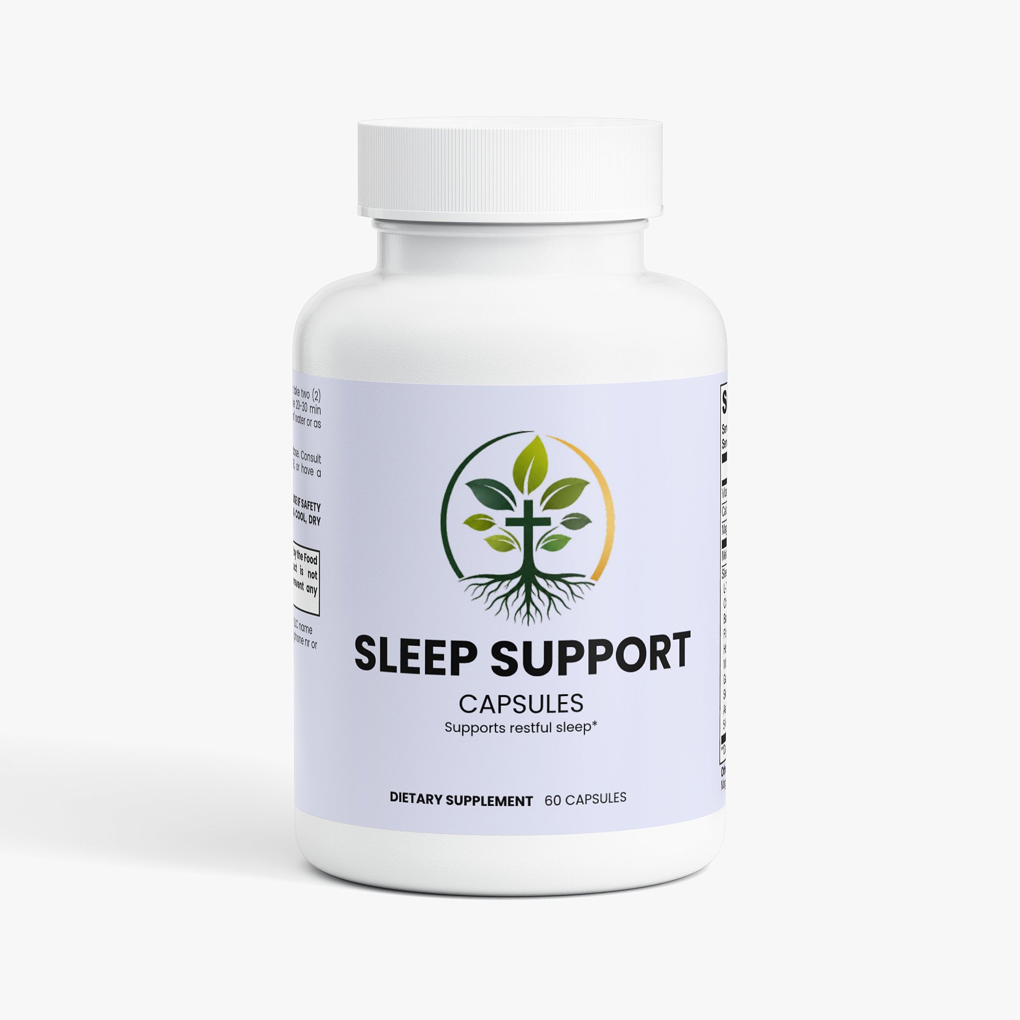Sleep Support capsules — sleep support supplement with melatonin and magnesium for restful sleep, front of packaging label