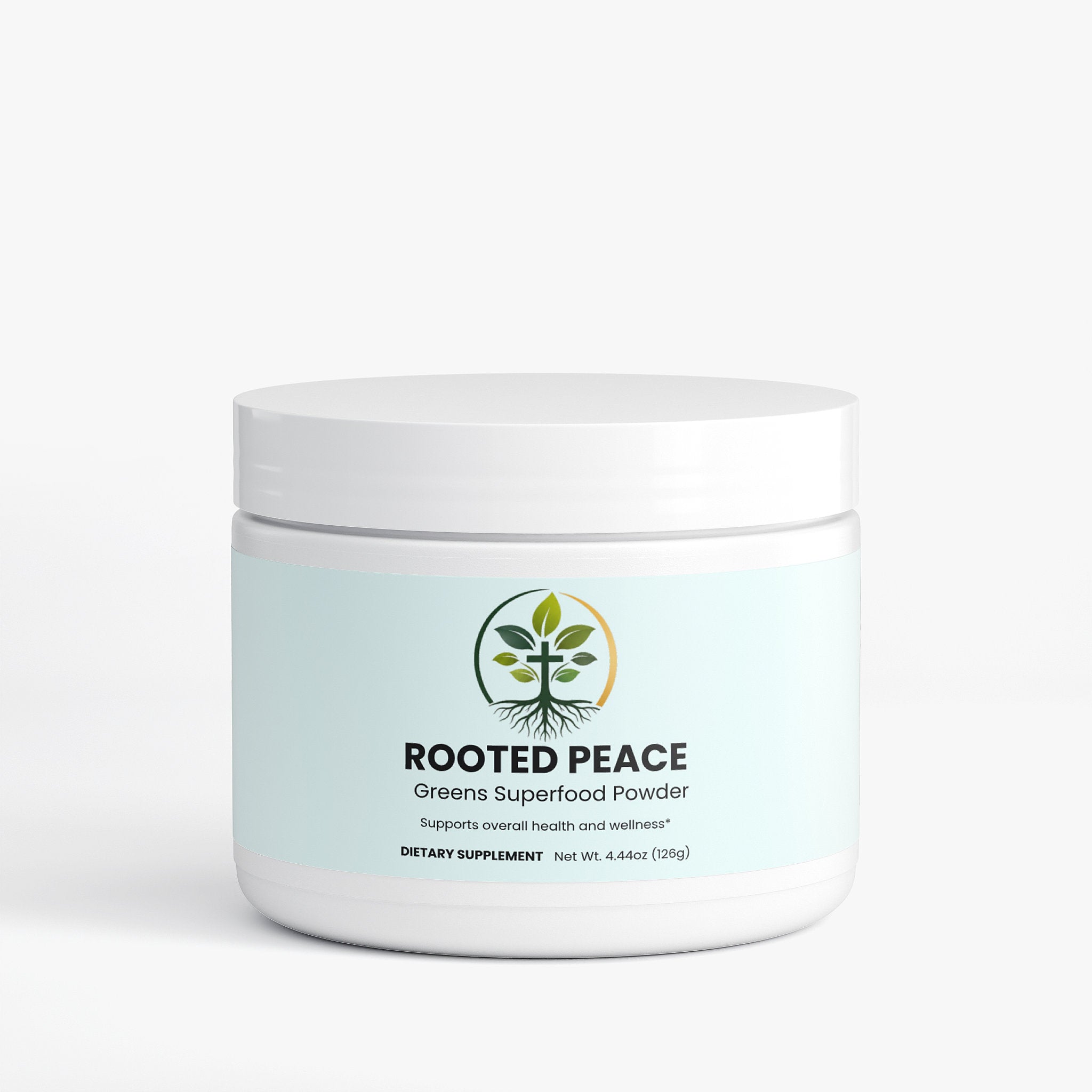 Greens Superfood powder — greens superfood powder blend with spirulina chlorella and wheatgrass for daily nutrition, front of packaging label