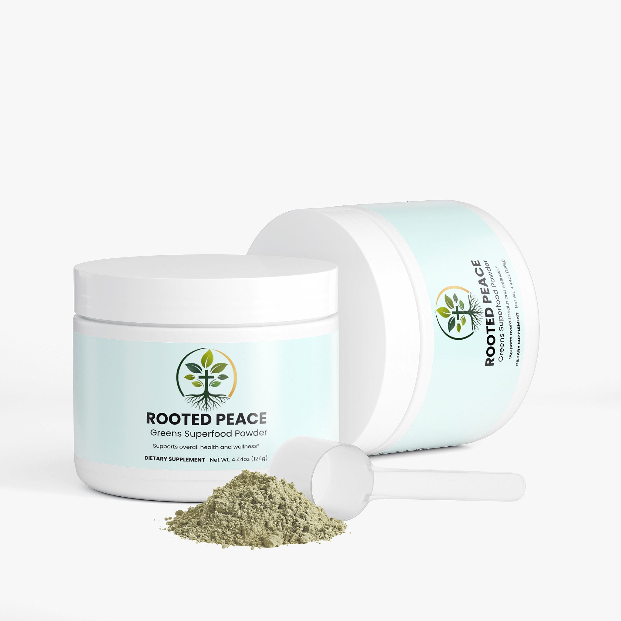 Greens Superfood powder — greens superfood powder blend with spirulina chlorella and wheatgrass for daily nutrition, packaging angle view