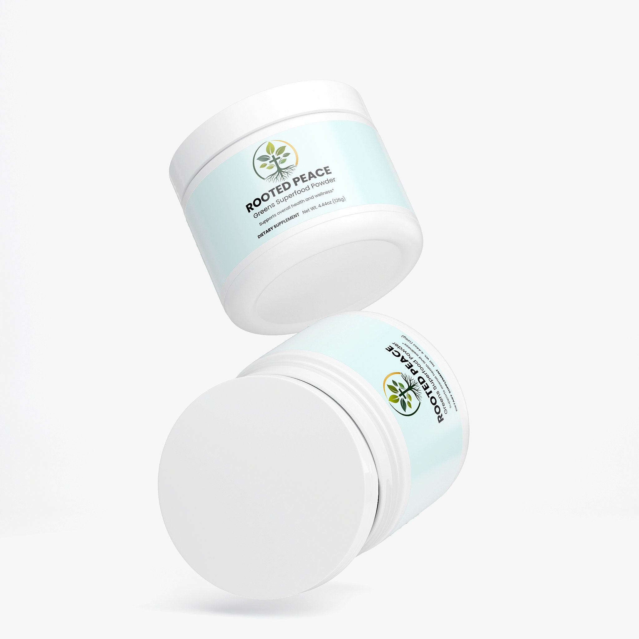 Greens Superfood powder — greens superfood powder blend with spirulina chlorella and wheatgrass for daily nutrition, packaging angle view