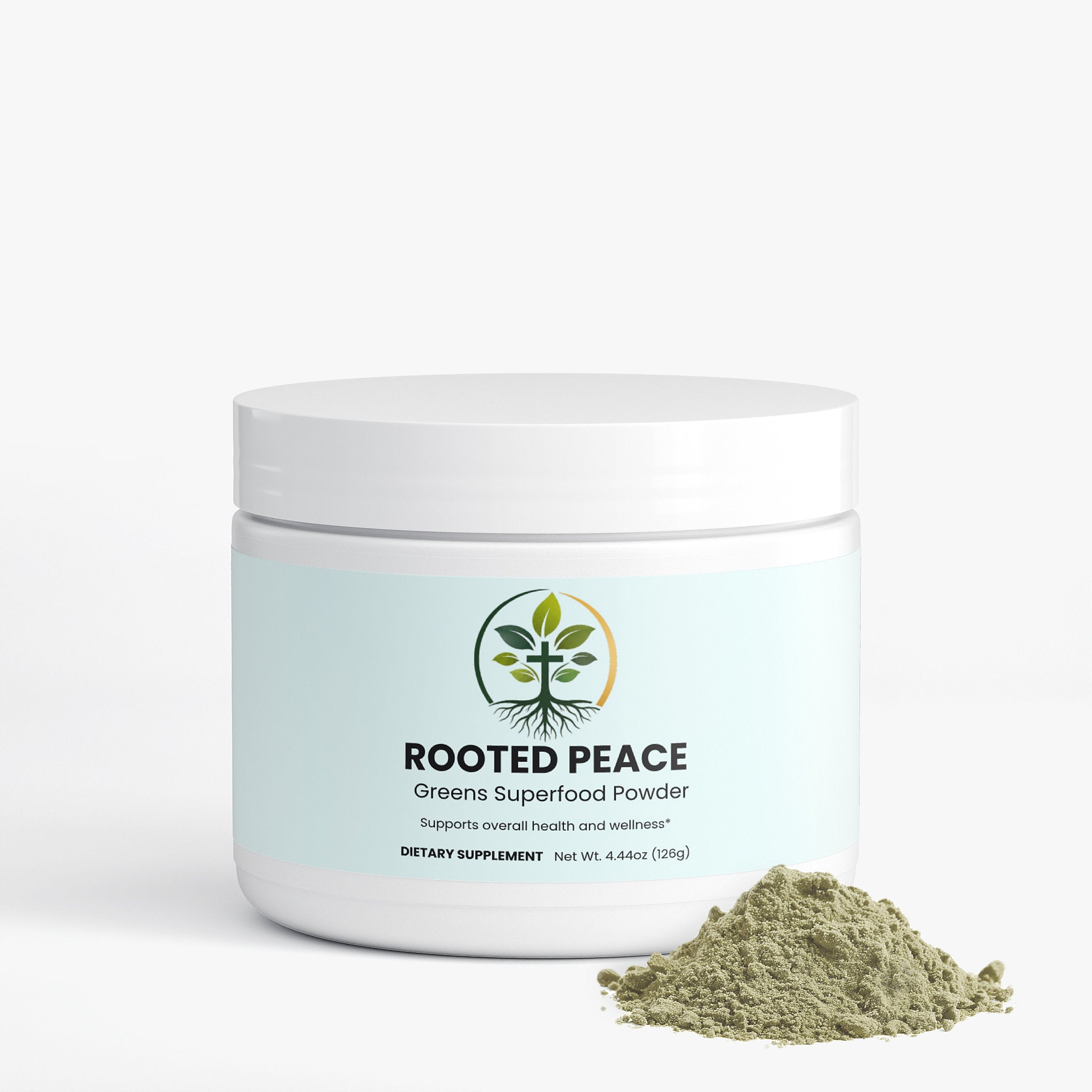 Greens Superfood powder — greens superfood powder blend with spirulina chlorella and wheatgrass for daily nutrition, back label with supplement facts and ingredients