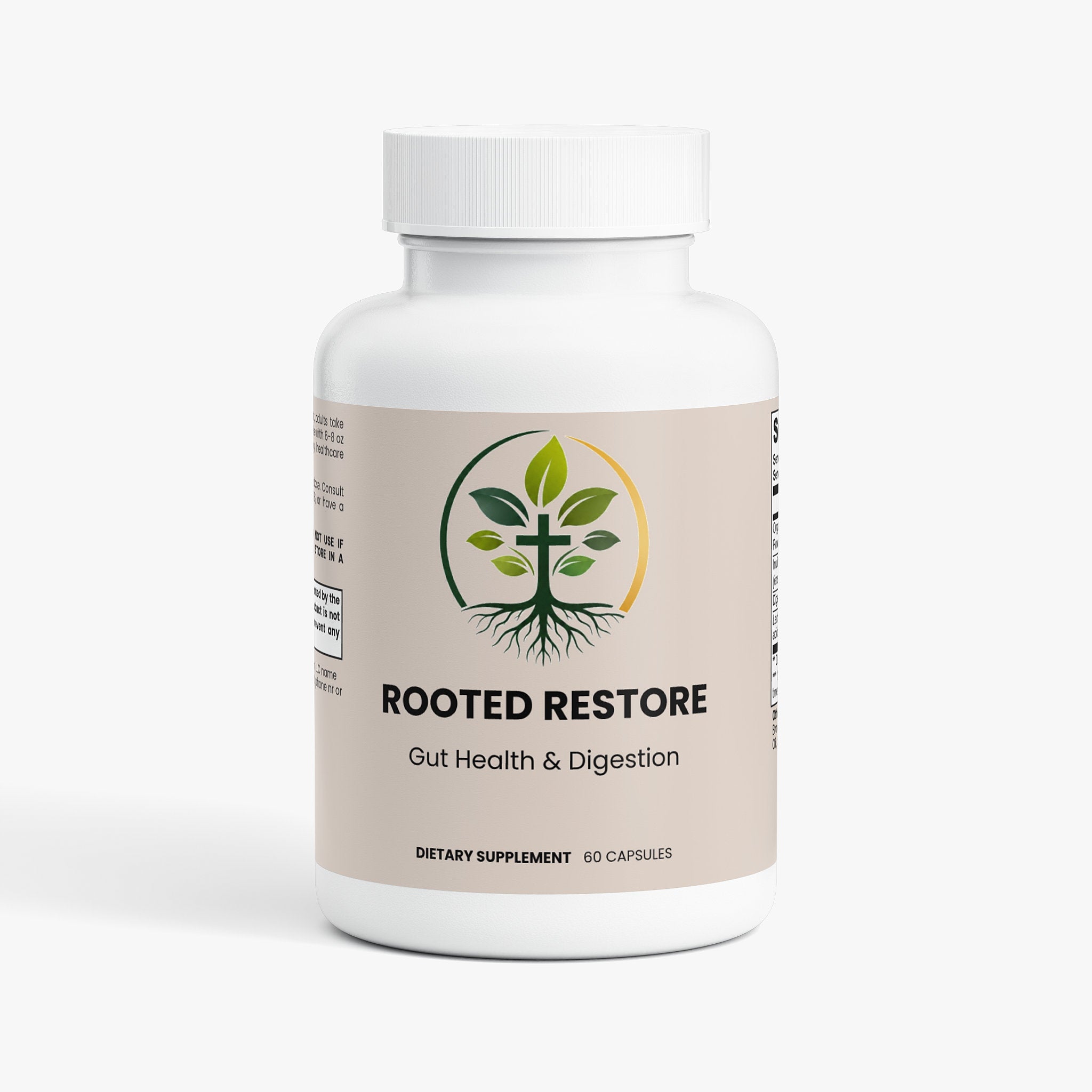 Gut Health capsules — gut health supplement for digestion bloating and microbiome balance, front of bottle label