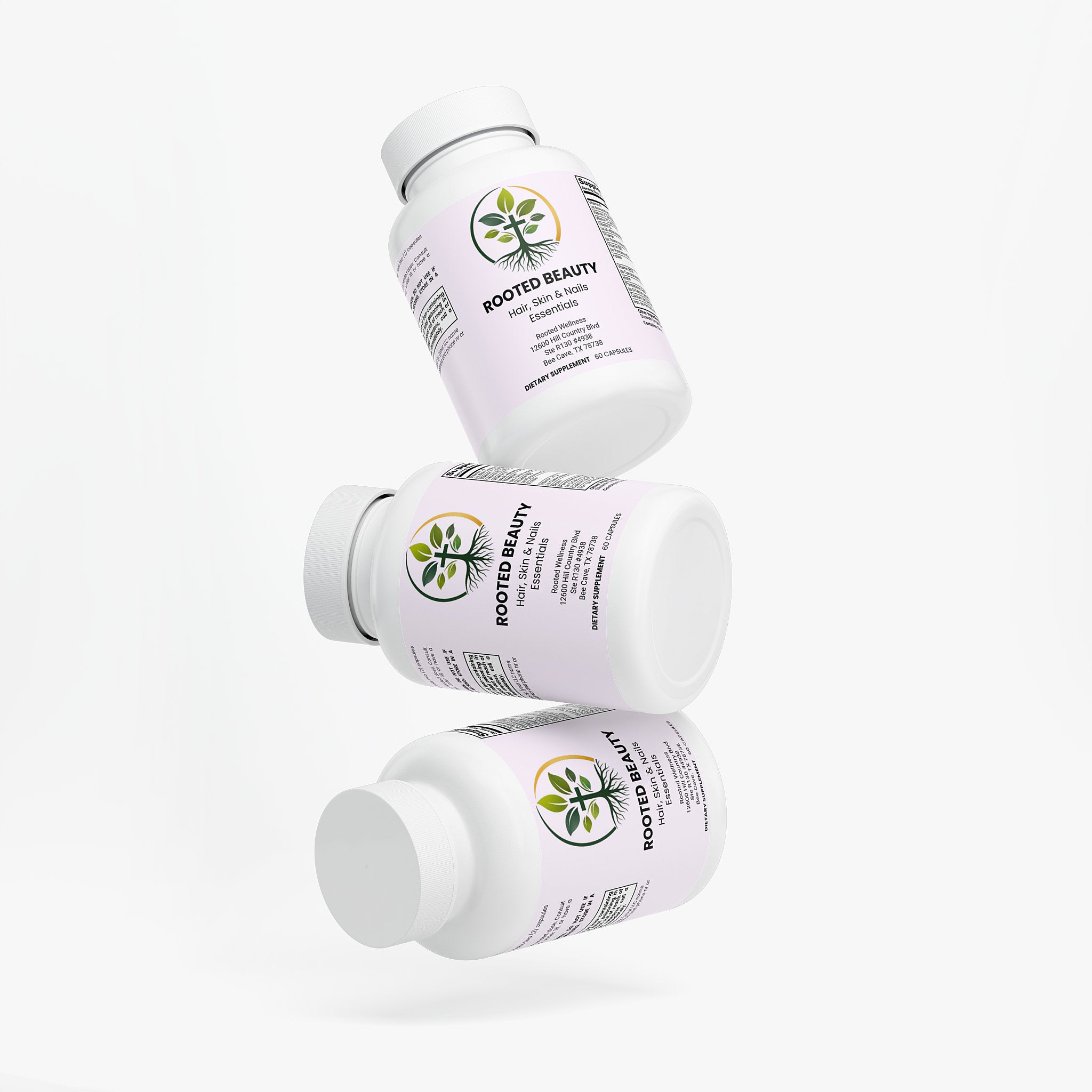 Hair Skin and Nails Essentials capsules — hair skin and nails essentials with biotin for growth, bottle angle view