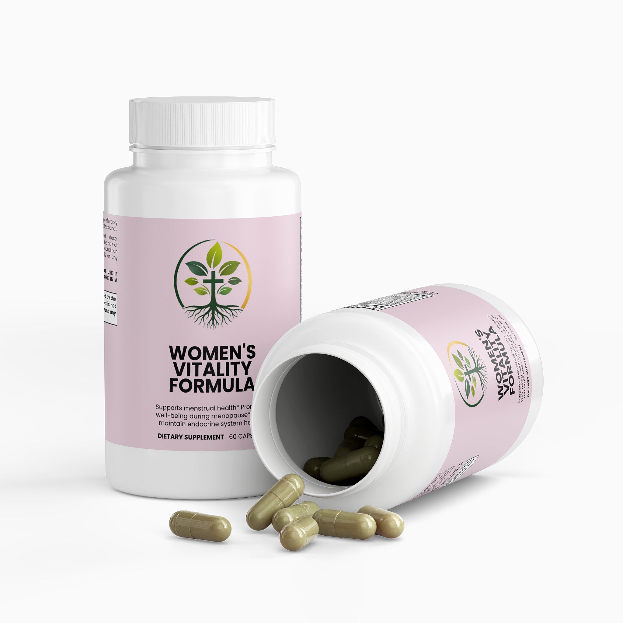 Women's Vitality Formula capsules — women's vitality formula supplement for hormone balance and energy, packaging angle view