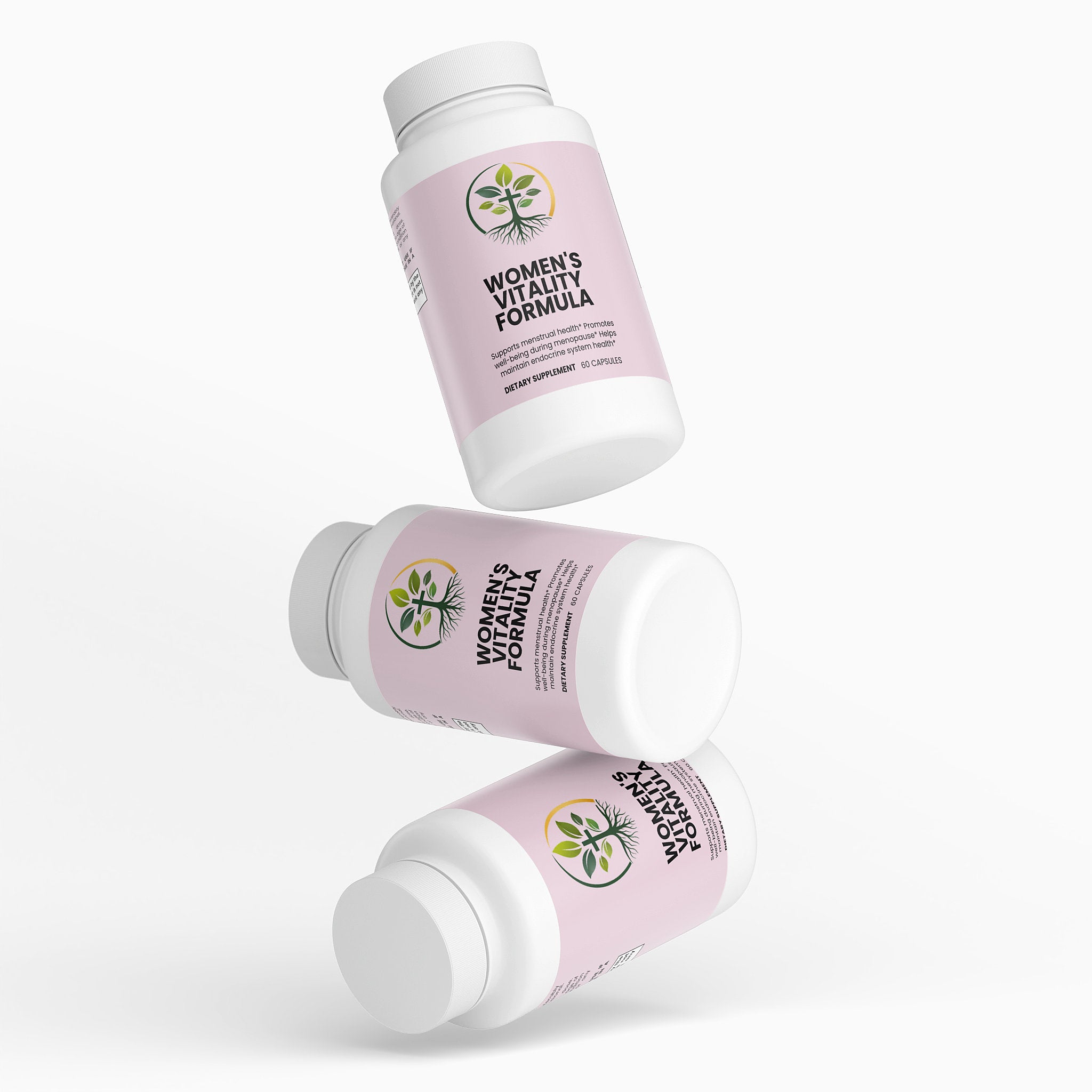 Women's Vitality Formula capsules — women's vitality formula supplement for hormone balance and energy, packaging angle view