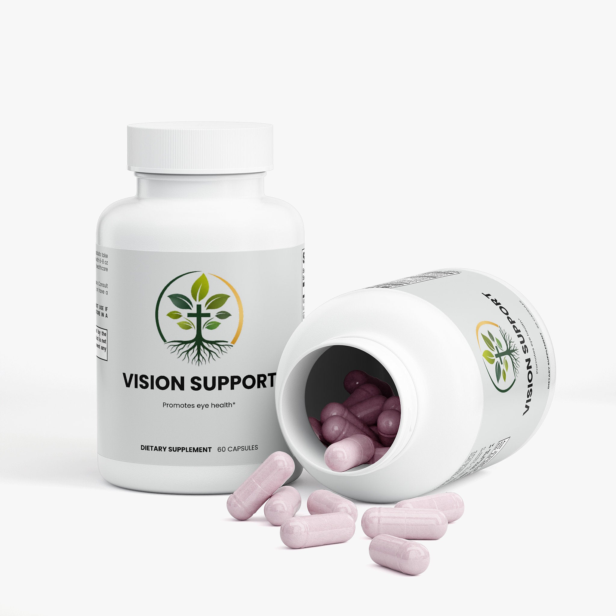 Vision Support capsules — vision support supplement with lutein and zeaxanthin for eye health, packaging angle view