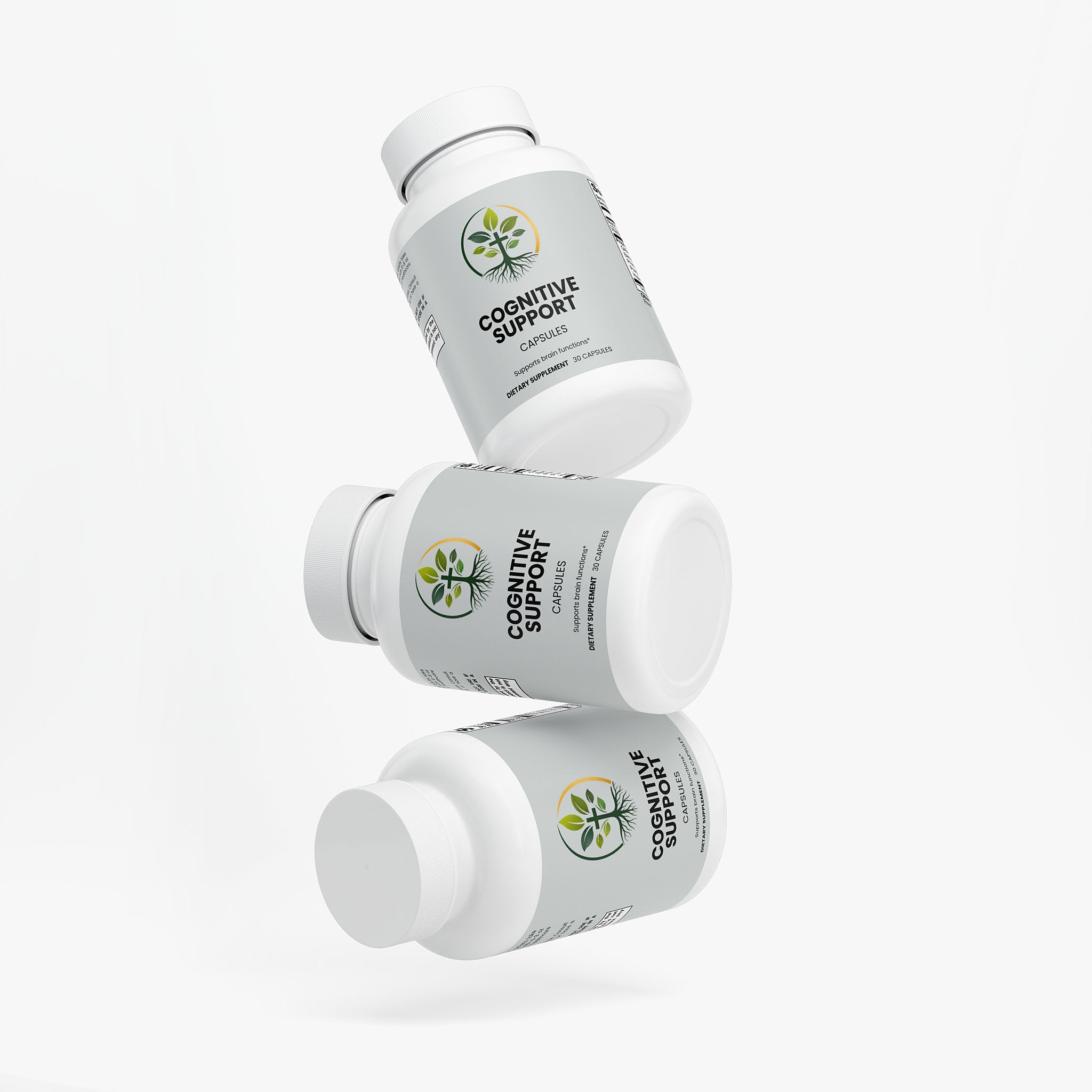 Cognitive Support capsules — cognitive support supplement for memory focus and brain health, bottle angle view