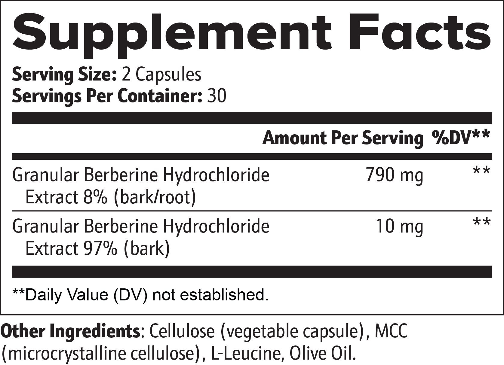 Berberine capsules — berberine HCl capsules for blood sugar and metabolism support, bottle angle view