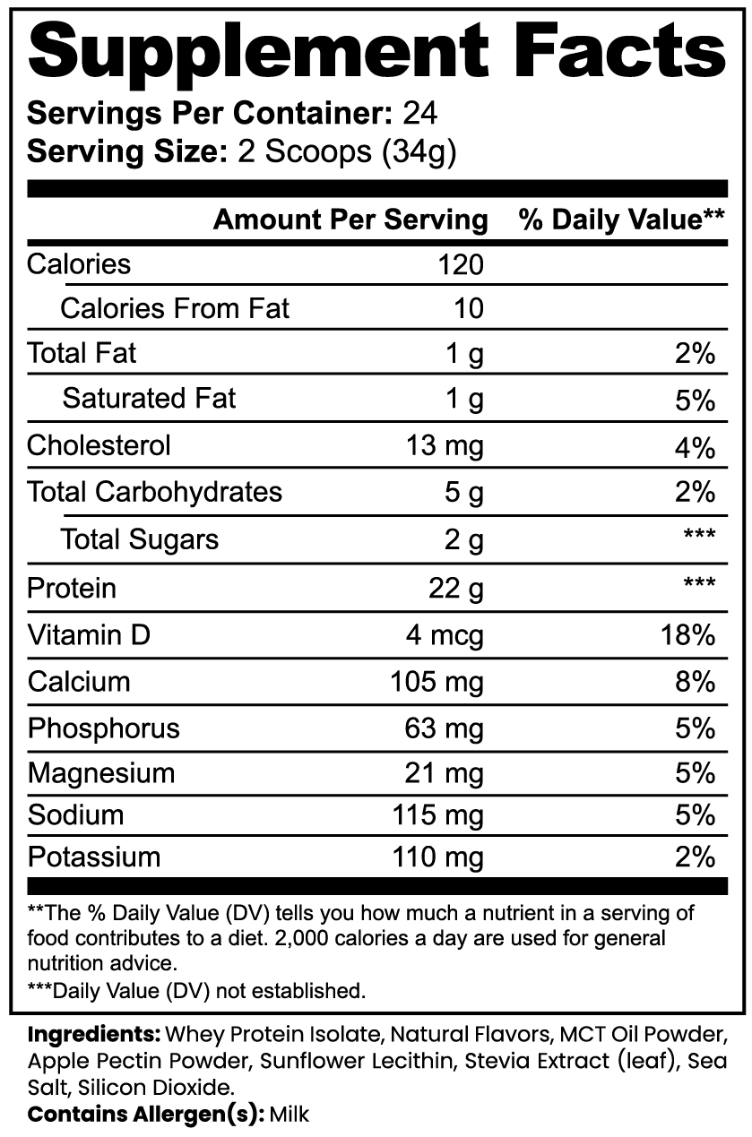 Advanced Whey Protein Isolate – Vanilla | MCT Oil, 22g Protein Per Serving
