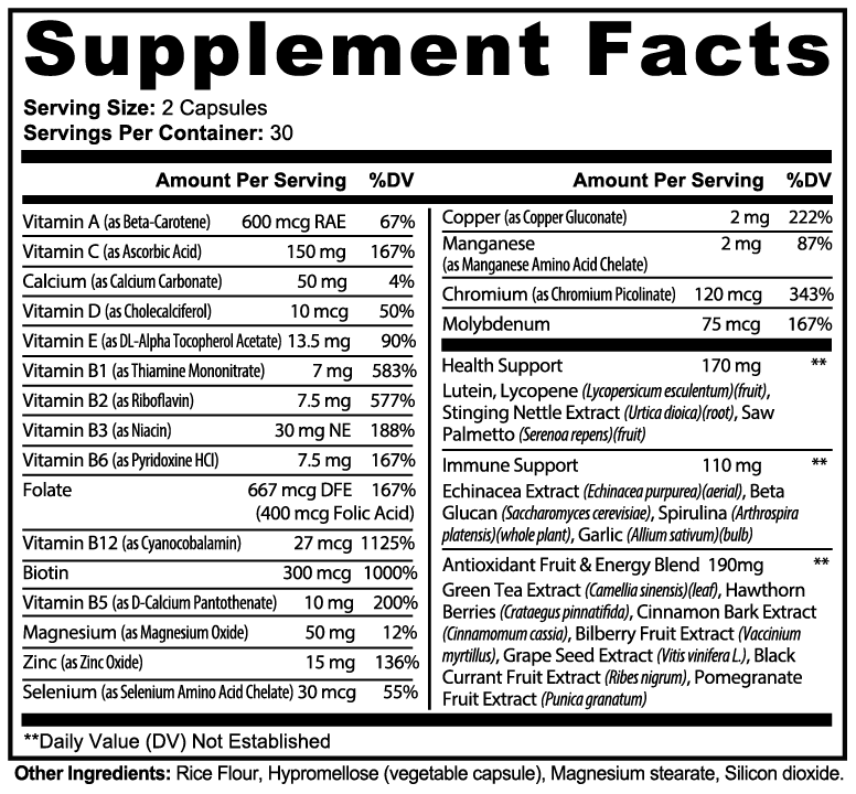 Complete Daily Multivitamin | B-Complex, Antioxidants & Immune Support
