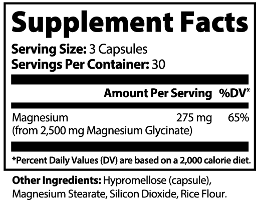 Magnesium Glycinate capsules — magnesium glycinate capsules for sleep stress and muscle relaxation, product supplement facts and label