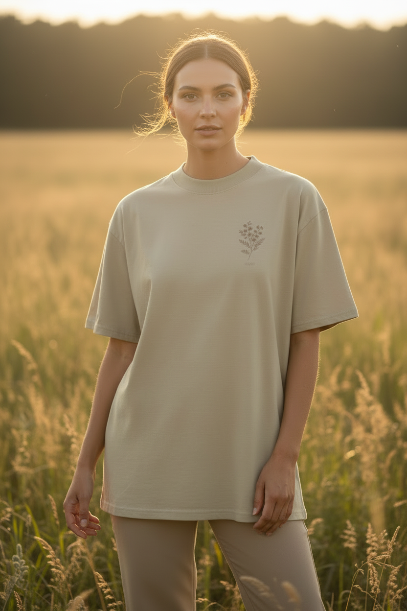 Acacia Flower Tee - Shorter Sleeves and Hem
