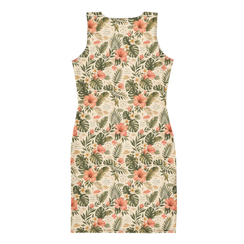 Bodycon Dress Bloom bodycon dress — bodycon dress botanical bloom print women's fitted all-over print, back view
