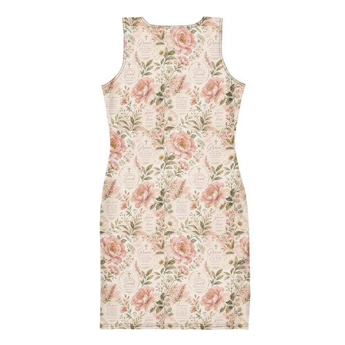 Bodycon Dress Grace bodycon dress — bodycon dress peony grace print women's fitted all-over print floral, back view
