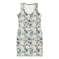Bodycon Dress Waters bodycon dress — bodycon dress coastal waters print women's fitted all-over print, front view