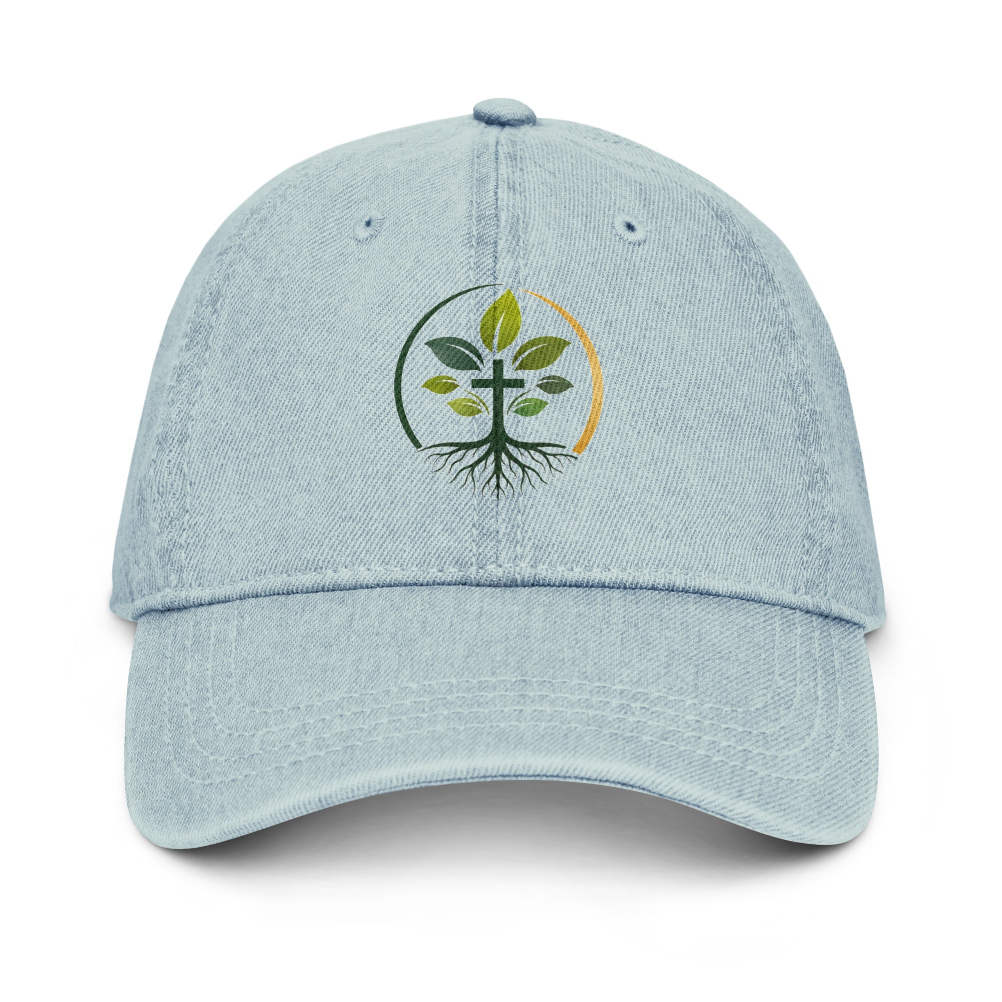 Denim Hat denim hat — embroidered denim hat dad cap custom natural fiber apparel, detail view