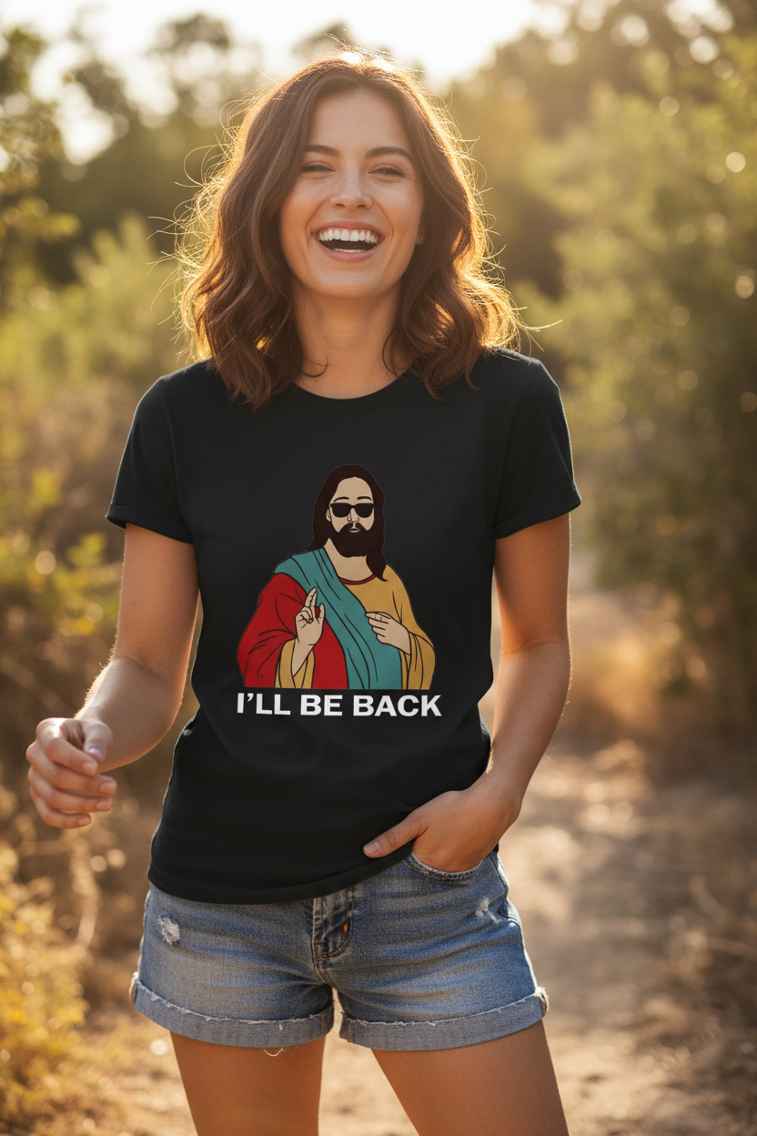 I'll Be Back Jesus T-Shirt lifestyle
