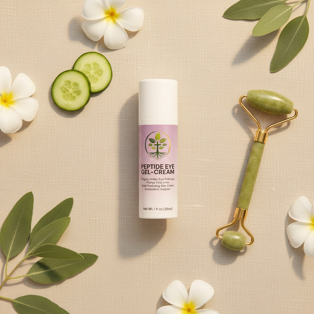 Peptide Eye Gel-Cream premium lifestyle flatlay