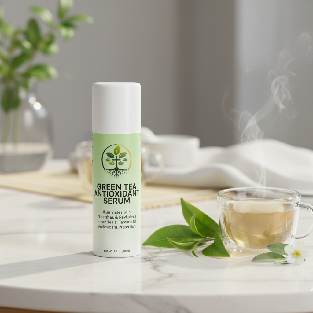 Green Tea Antioxidant Serum lifestyle backdrop