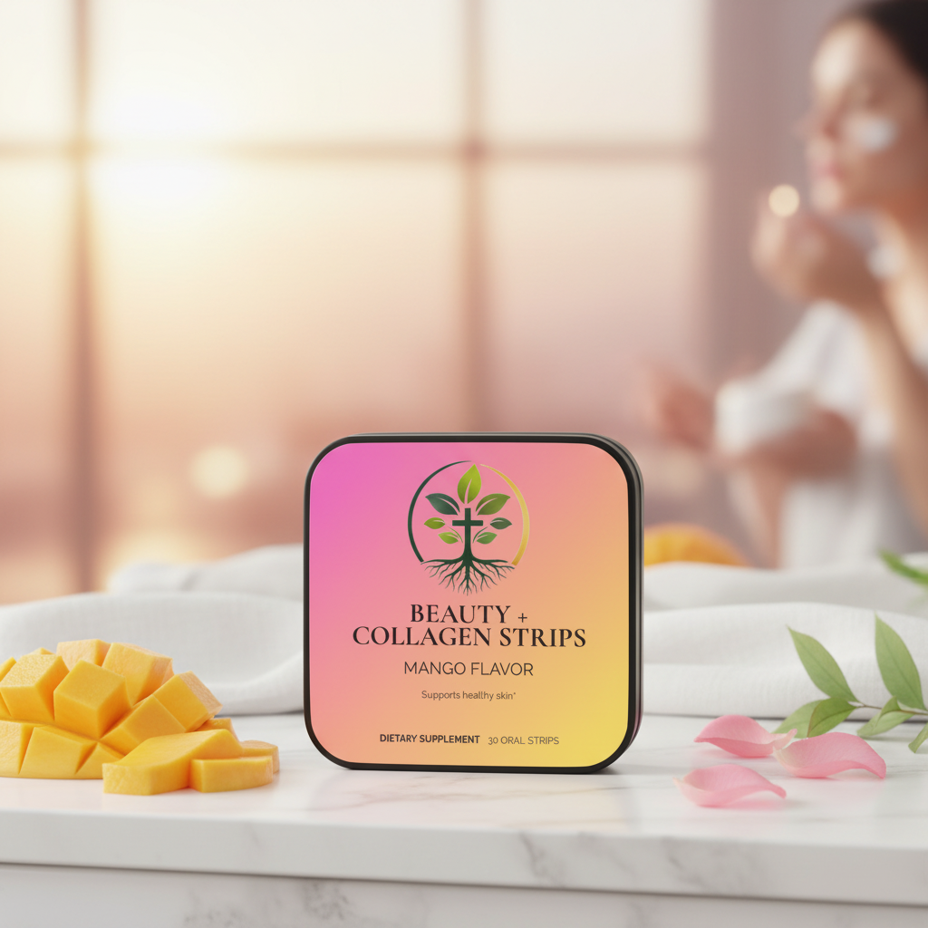 Beauty + Collagen Strips lifestyle backdrop