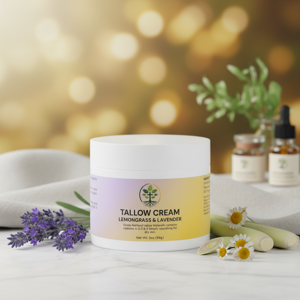 Tallow Cream Lemongrass & Lavender lifestyle backdrop