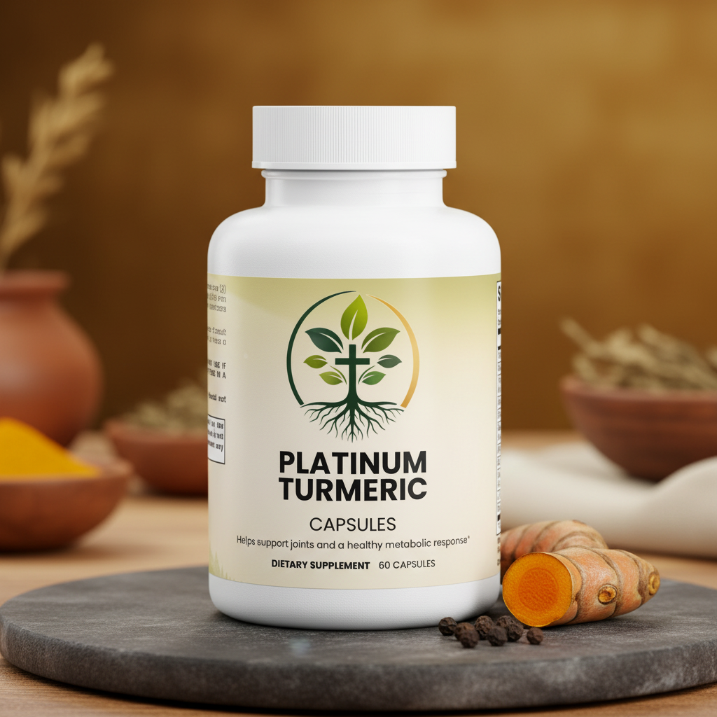 Platinum Turmeric Capsules lifestyle backdrop