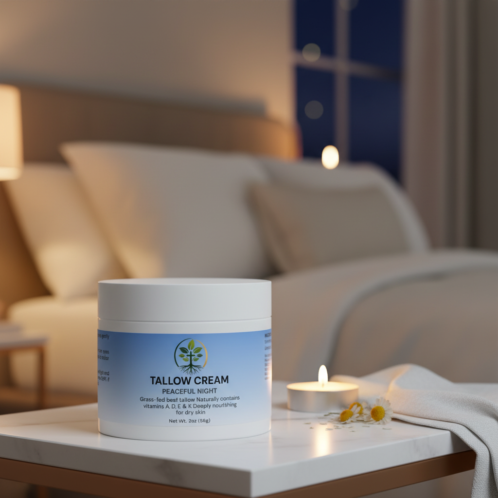 Tallow Cream Peaceful Night lifestyle backdrop