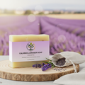 Calming Lavender Bar Soap lifestyle backdrop