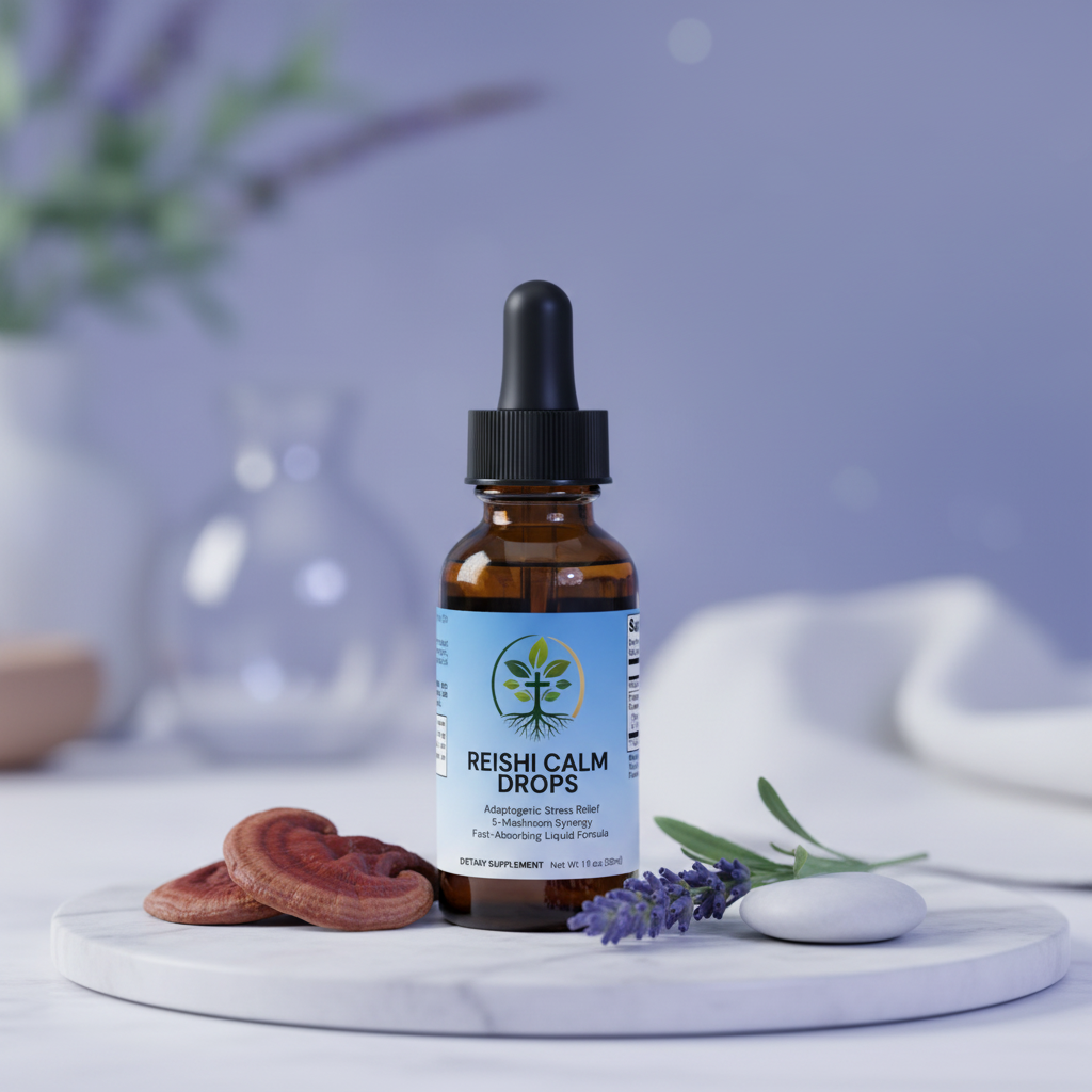 Reishi Calm Drops lifestyle backdrop