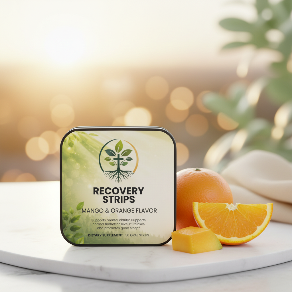 Recovery Strips Mango & Orange lifestyle backdrop