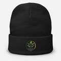 Embroidered Beanie beanie — embroidered beanie knit hat custom natural fiber apparel, back view
