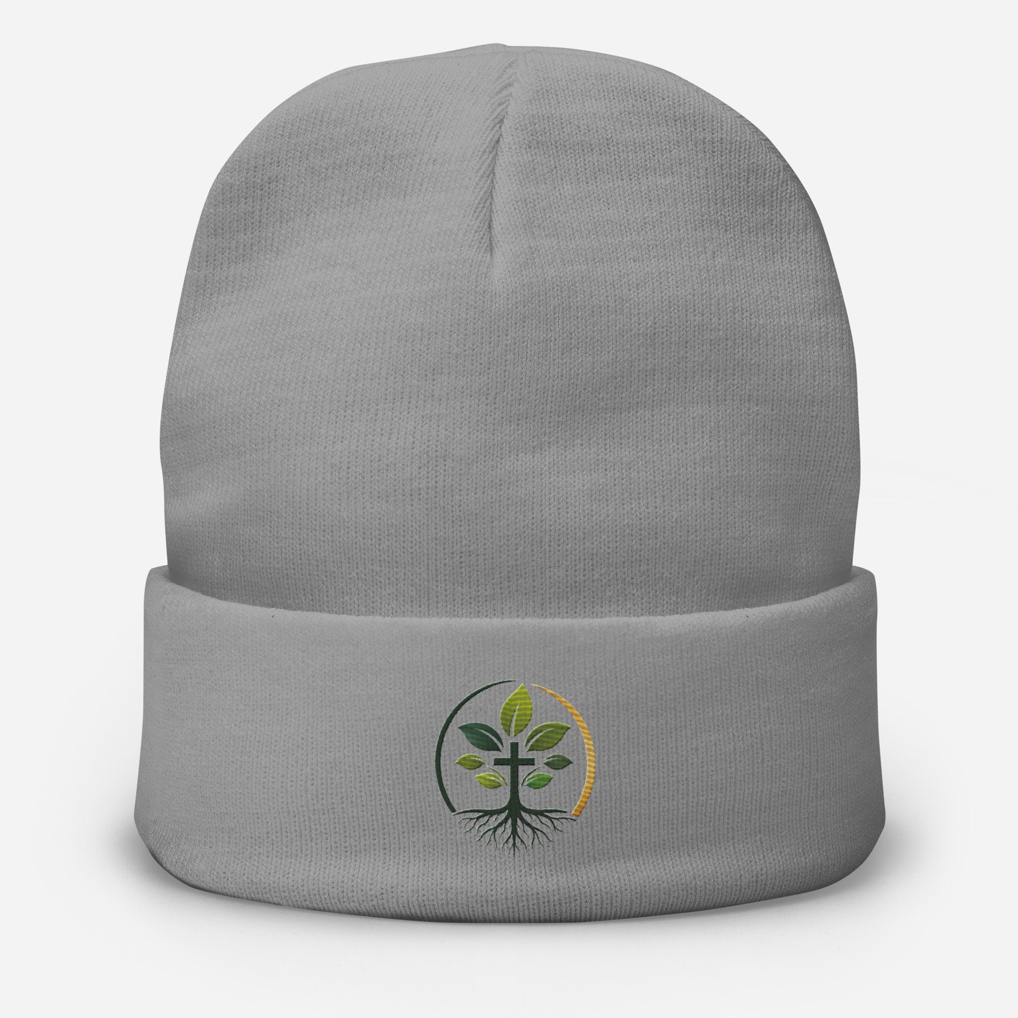 Embroidered Beanie beanie — embroidered beanie knit hat custom natural fiber apparel, alternate view