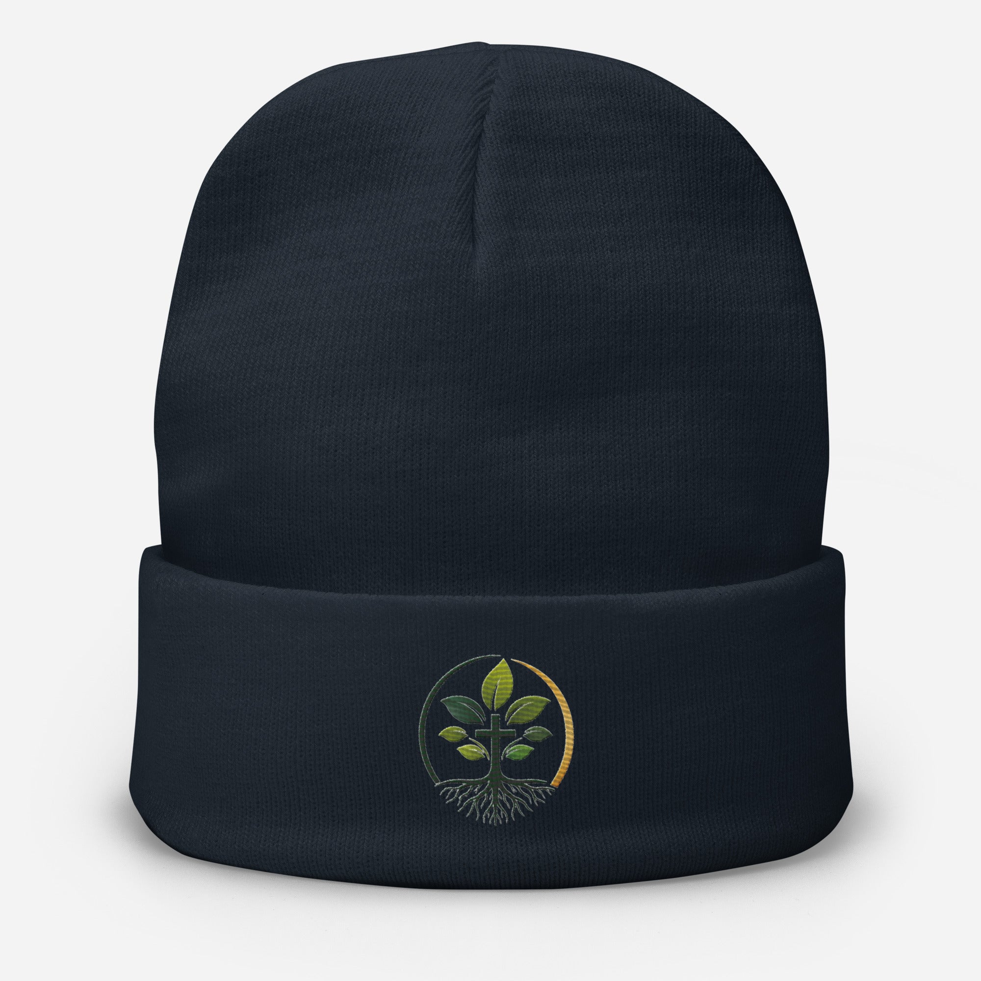 Embroidered Beanie beanie — embroidered beanie knit hat custom natural fiber apparel, alternate view