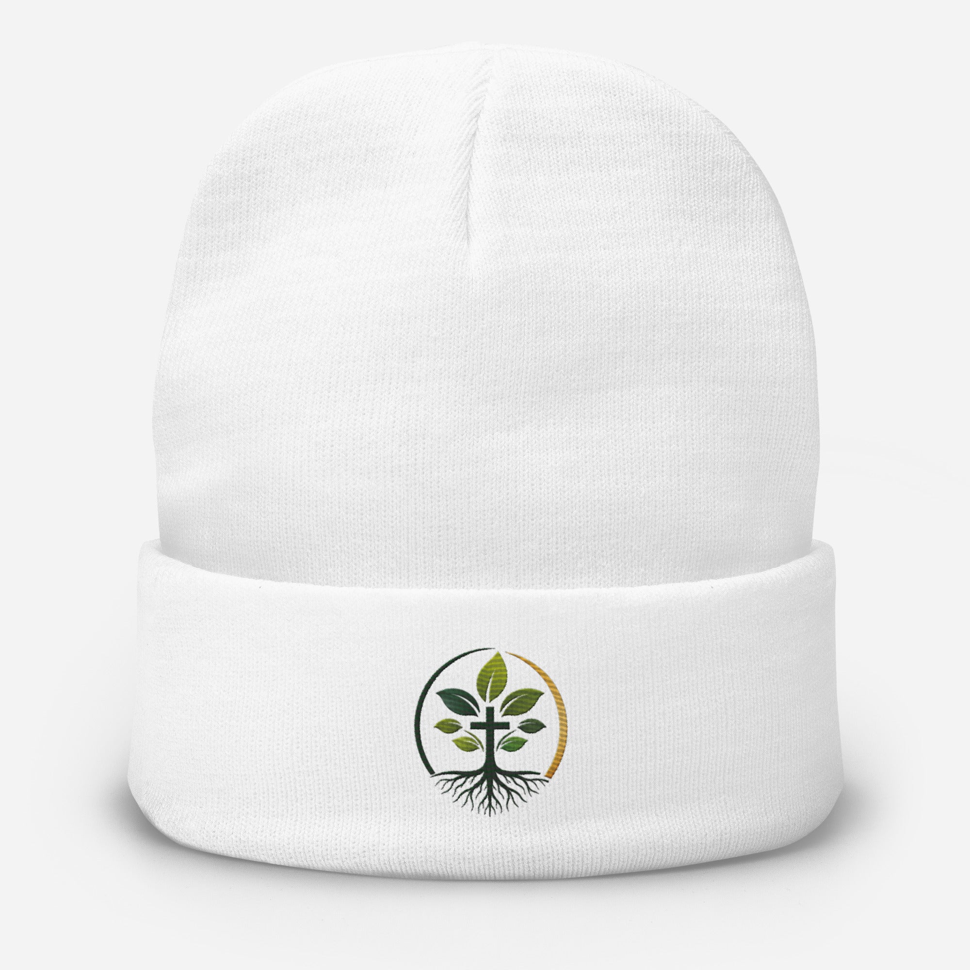 Embroidered Beanie beanie — embroidered beanie knit hat custom natural fiber apparel, alternate view