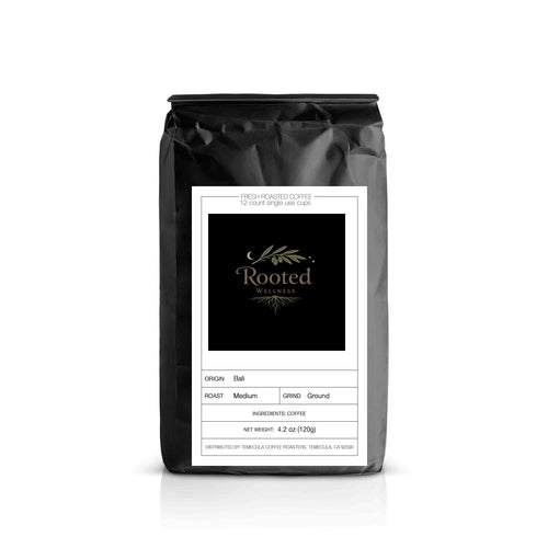 Bali Coffee Pods coffee pods — Bali single-origin coffee pods medium roast compatible single-serve, front of packaging label