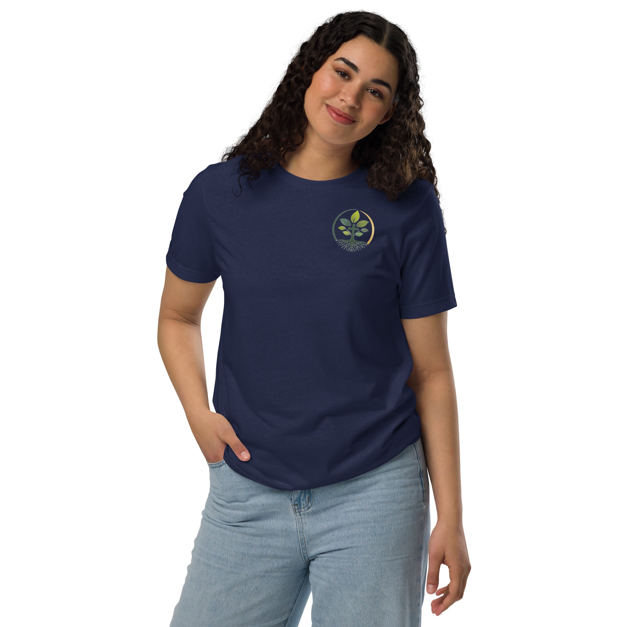 Unisex Staple Eco T-Shirt t-shirt — unisex staple eco t-shirt recycled sustainable cotton apparel, back view