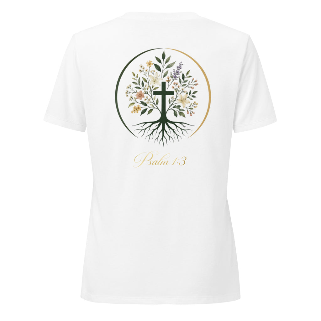 Women's Relaxed V-Neck T-Shirt t-shirt — women's relaxed v-neck organic cotton t-shirt sustainable apparel, back view