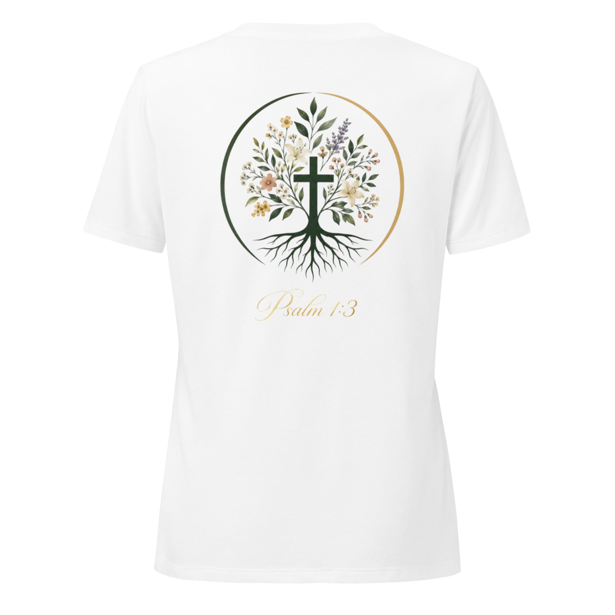 Women's Relaxed V-Neck T-Shirt t-shirt — women's relaxed v-neck organic cotton t-shirt sustainable apparel, back view